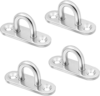 Cabilock 4 Pcs Stand for Plants Indoor Wall Mount Clothing Rack Heavy Duty Hammock Plant Hooks Eye Hooks Swing Chair Hooks Oblong Eye Pad Plate Buckle Board Nails Suspenders Anchor Hook M5