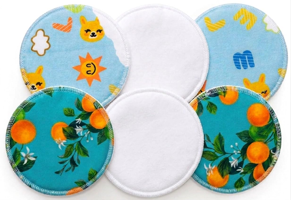 Luvtots Eco-Friendly Bamboo Nursing Pads | Washable & Reusable Breast Pads Set | Maximum Absorbency Leak Protection for Nursing Moms | Trendy Prints & Classic White (Pack of 6)-image-1