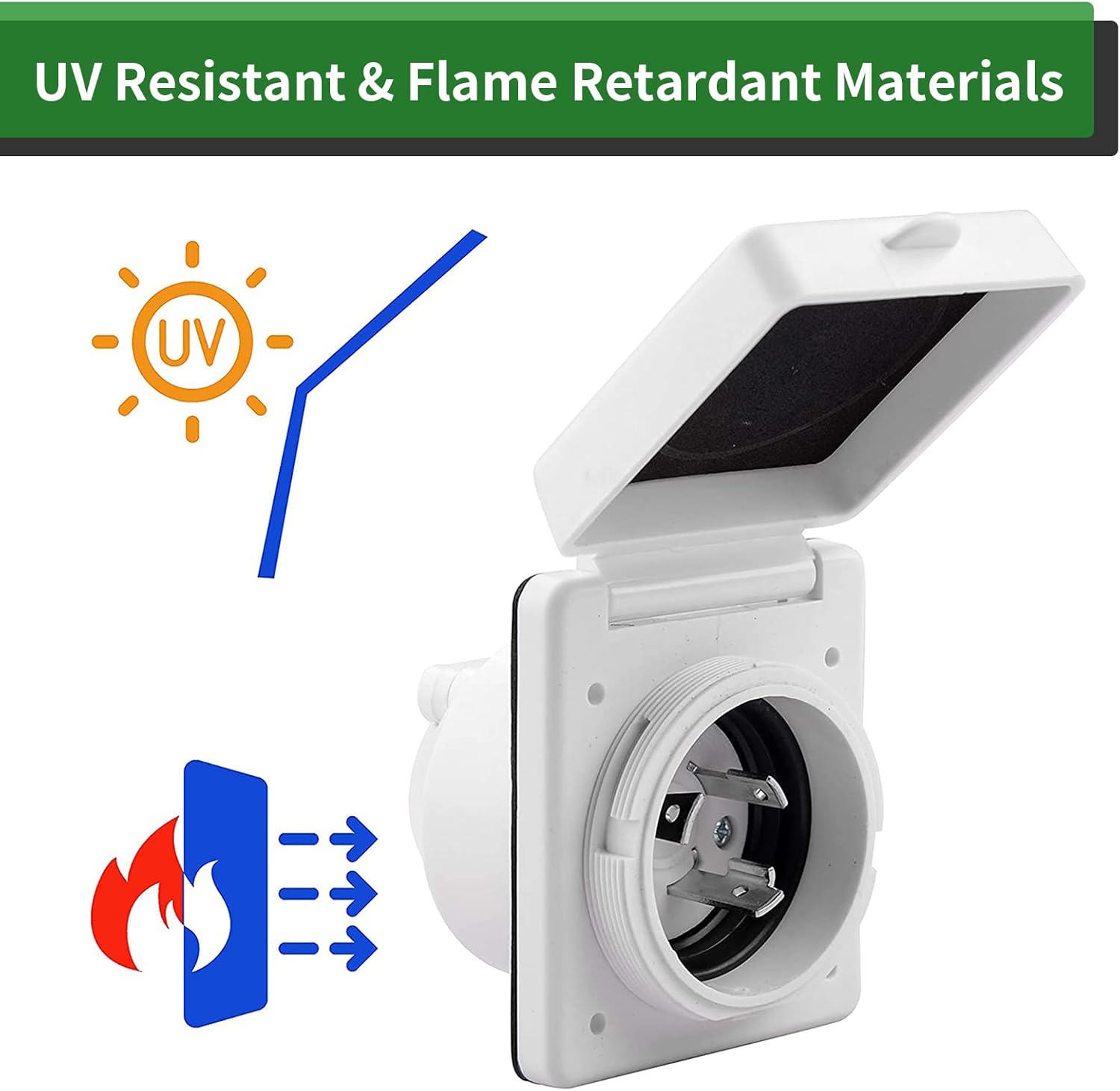 RVGUARD 125V 30 Amp RV Power Inlet, White, Twist Locking, Power Plug with 3 Stainless Steel Pins and Screws : Automotive