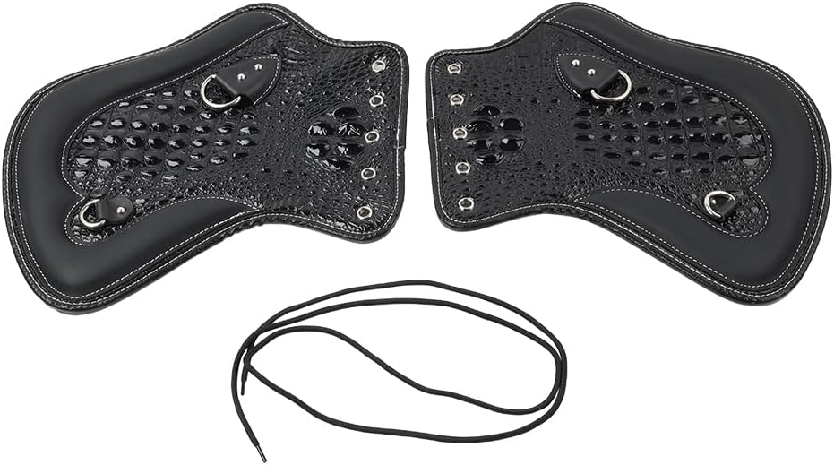 Cnfang4 163# Shield Deflector Heat Saddle Radiator Shrouds Black Pattern Leather, Metal buckle Universal For motorcycles. 1 P