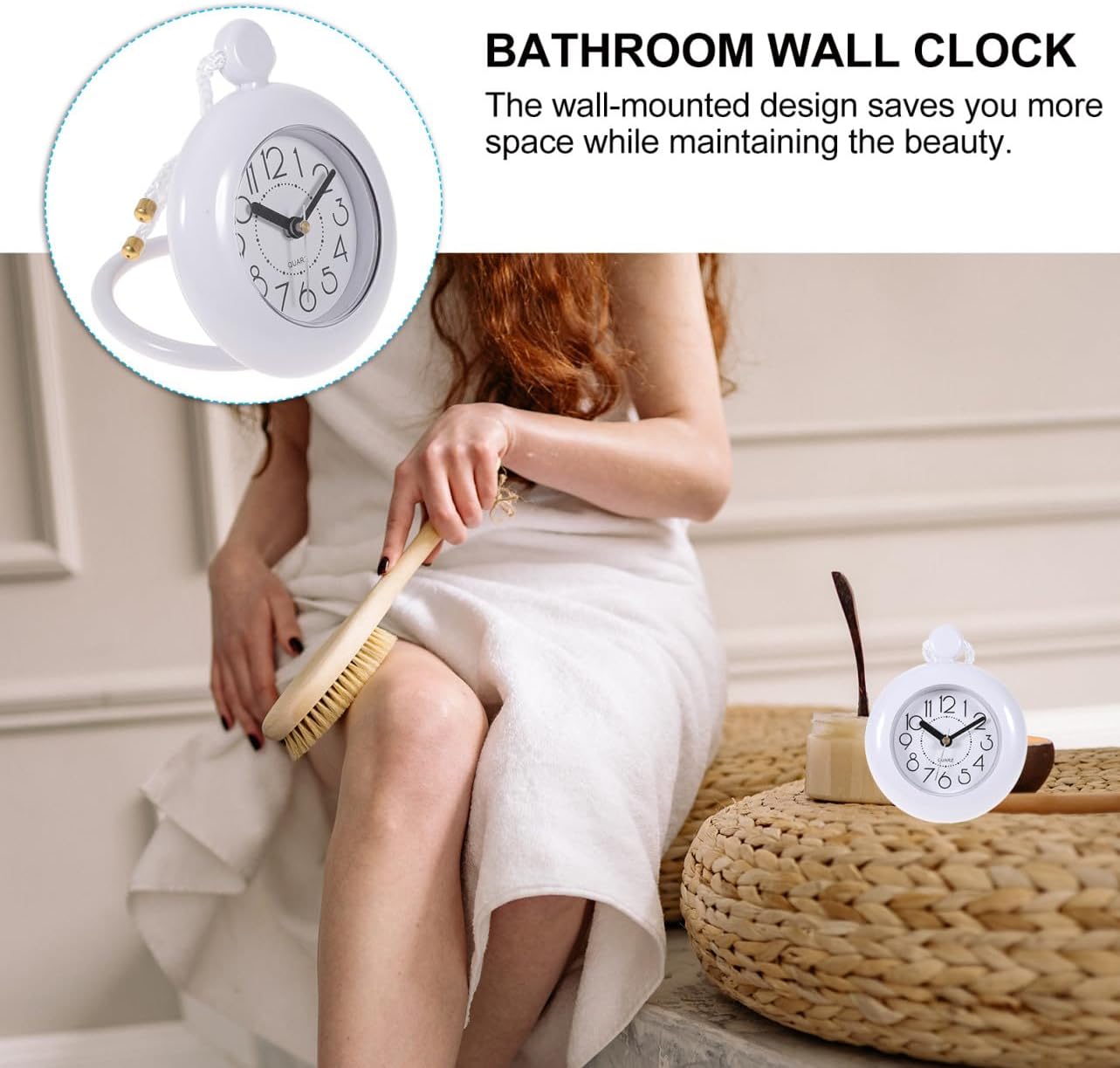 Bathroom Waterproof Wall Clock Silent Hanging Wall Clock Without Battery for Bathroom Decor and Home Use