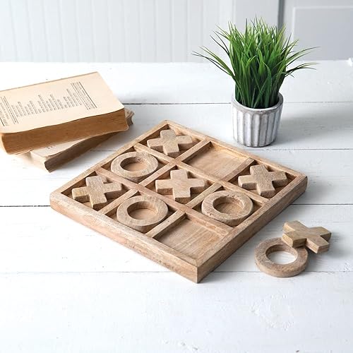 CTW Home Collection Juego de mesa de madera Tic Tac Toe, 10 pulgadas de diámetro
