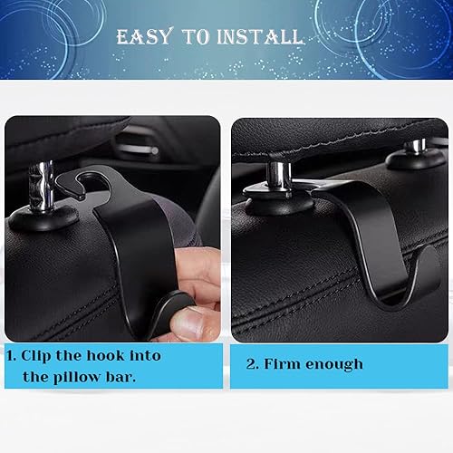 Miniatura 6 de Smeyta Gancho para reposacabezas de asiento de automóvil paquete de 4 ganchos gancho para automóvil para bolso y bolsa organizador universal de