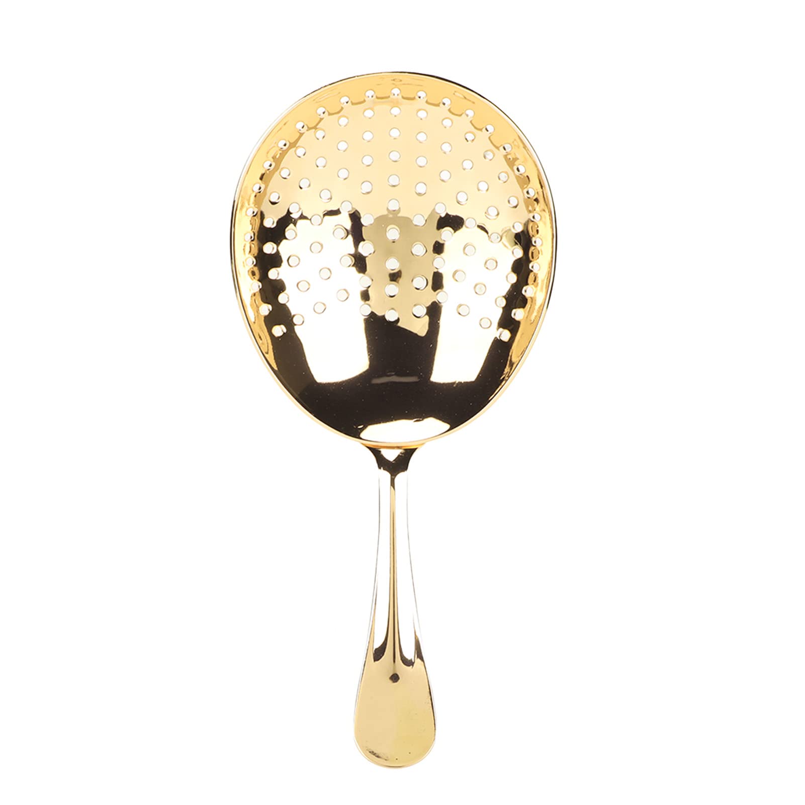 Colador de cóctel, cuchara ranurada de acero inoxidable, colador julep, filtro de hielo multifuncional para cocteles, bebidas, uso doméstico o comercial (chapado en oro) 7