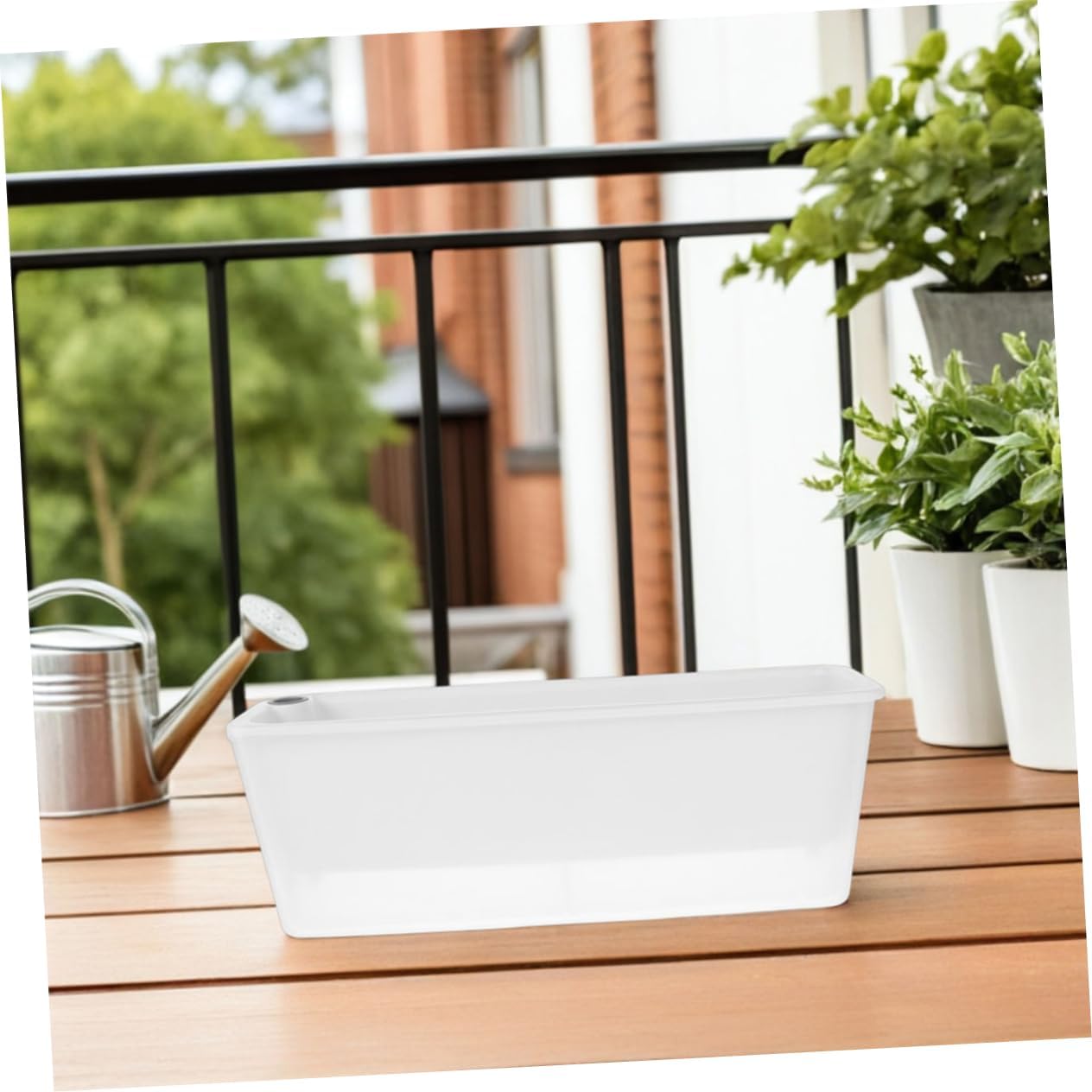 2Pcs Self Watering Rectangular Planters Weatherproof Window Flower Box for Scallions Vegetables Compact Design for Durable Plastic Planter
