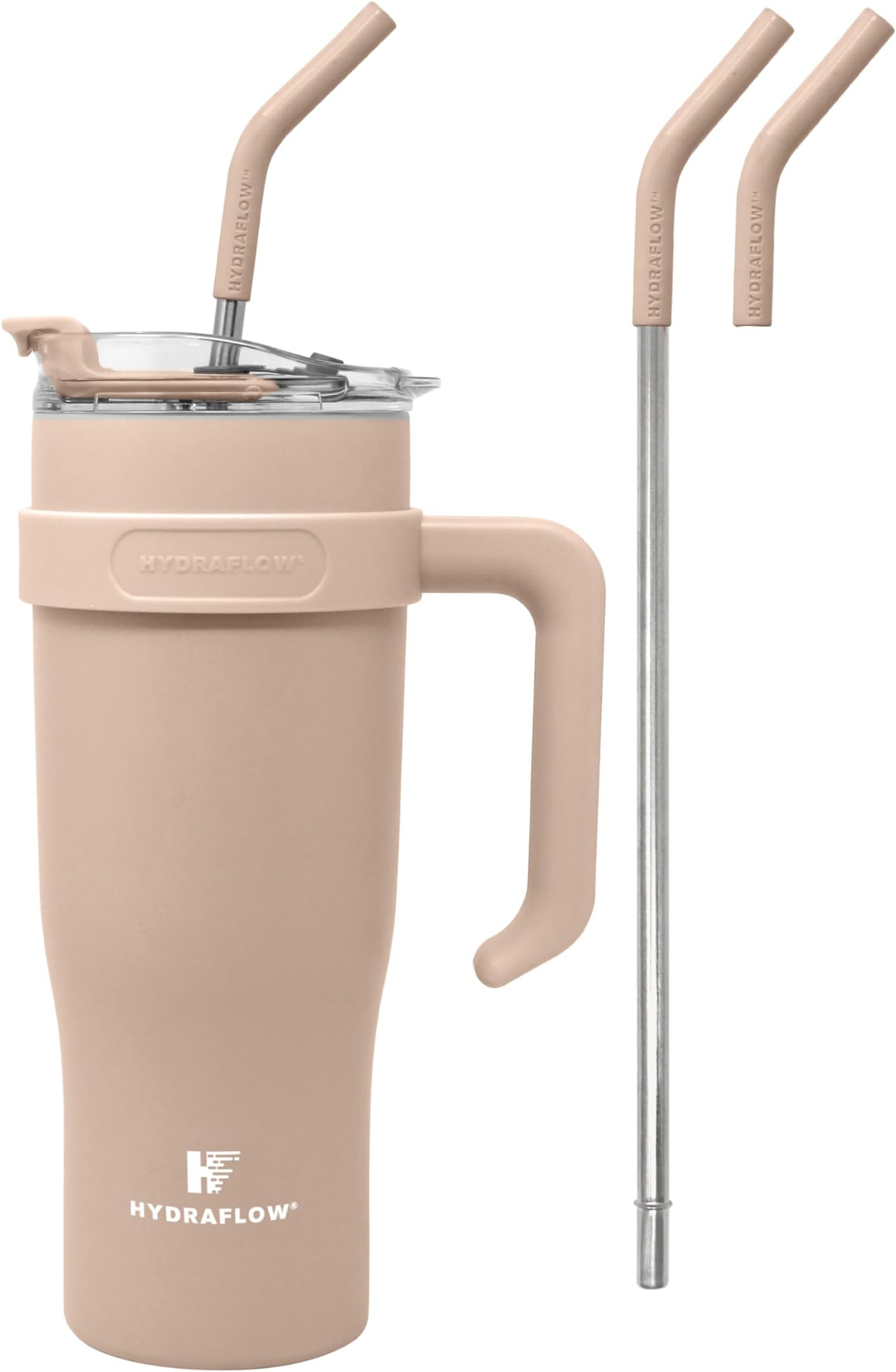 Capri - 40oz Tumbler with Straw and Handle - Triple Wall Vacuum Insulated Tumbler - Insulated Smoothie Cup - Stainless Steel Tumbler - Reusable Tumbler with Lid - Clay