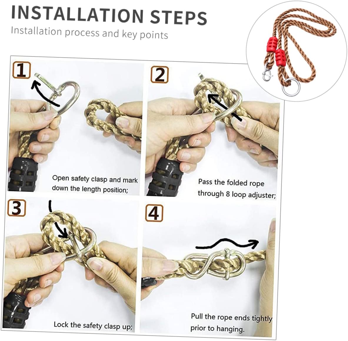6pcs Connecting Rope for Swing Tree Rope Swing Strap Outdoor Accessory Nylon Hanging Straps Kit Random Color