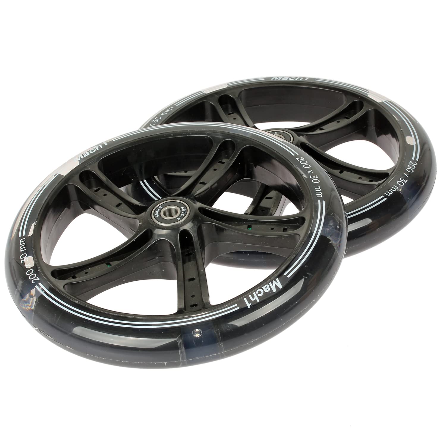 Lot 2 Roues Trottinette Freestyle Mach1 120x24mm | Polyuréthane 88A | Roulements ABEC-9 | Pour Scooter Pro