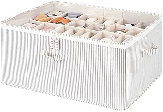 StorageWorks Shoe Organizer for Closet, Fits up to 24 Pairs, Shoe Cubby Storage Containers with Adjustable Dividers and Clear Cover, Gray and White Stripes
