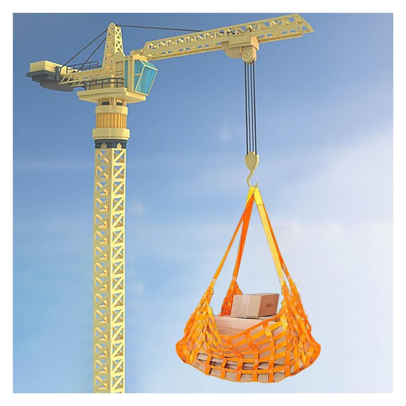 Rete di carico in Poliestere Resistente 3x3 m - capacità di carico 4 tonnellate, Rete di Sollevamento Versatile con Cinghie a Maglia Resistenti da 15 cm per Il carico e Il Supporto del caric