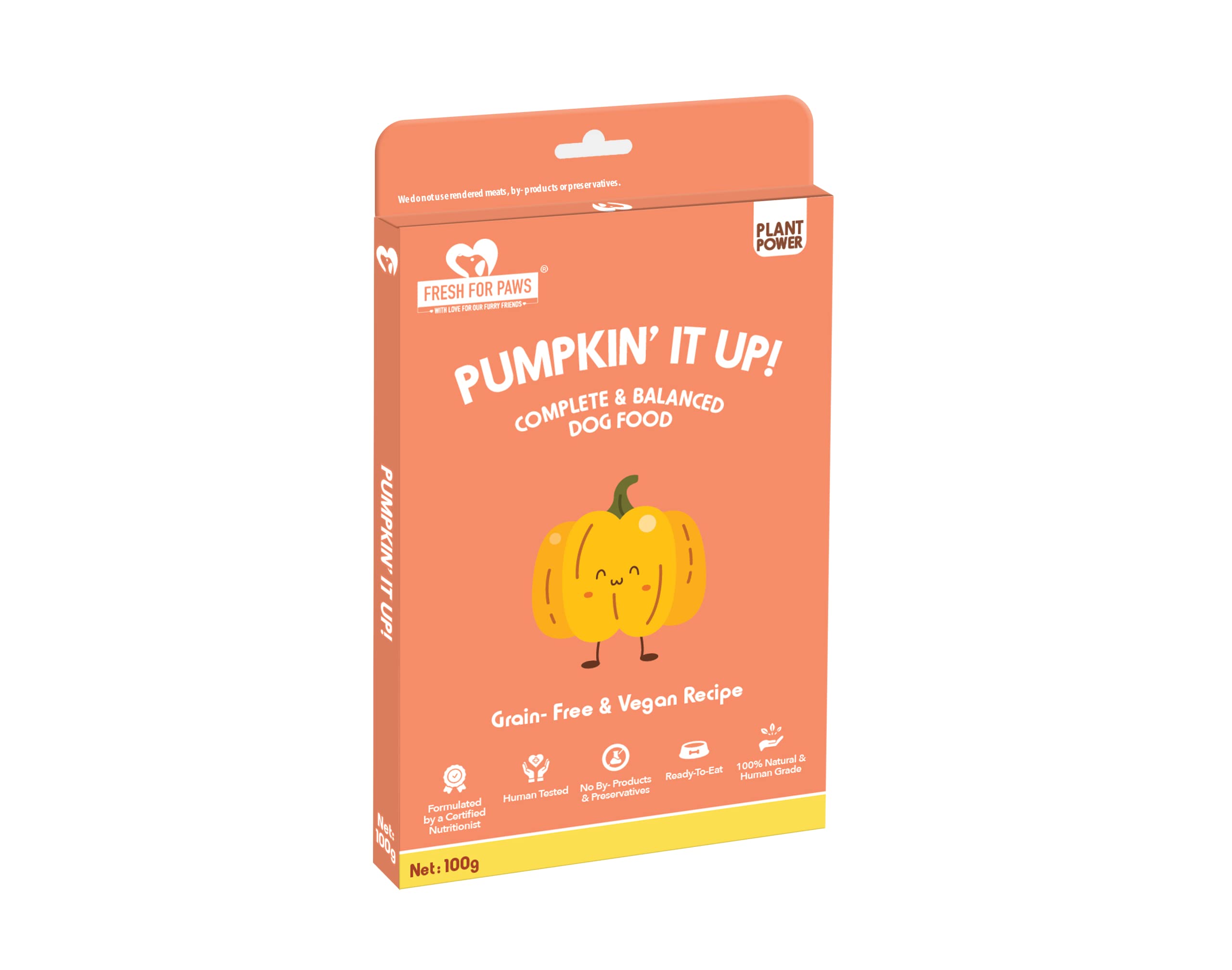 FRESH FOR PAWS 100% Natural & Human Grade Pumpkin It Up Fresh Wet Dog Food Ready to Eat|Complete Meals for Dogs with Healthy Fats and High Protein|100 Gram Pack of 2(for All Life Stages & Breed)