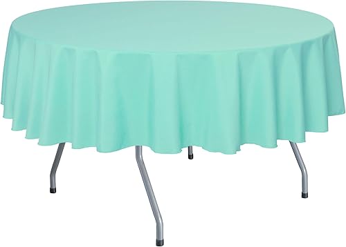 Miniatura 7 de Ultimate Textile Mantel redondo de lino de poliéster de 84 pulgadas, color rosa hielo