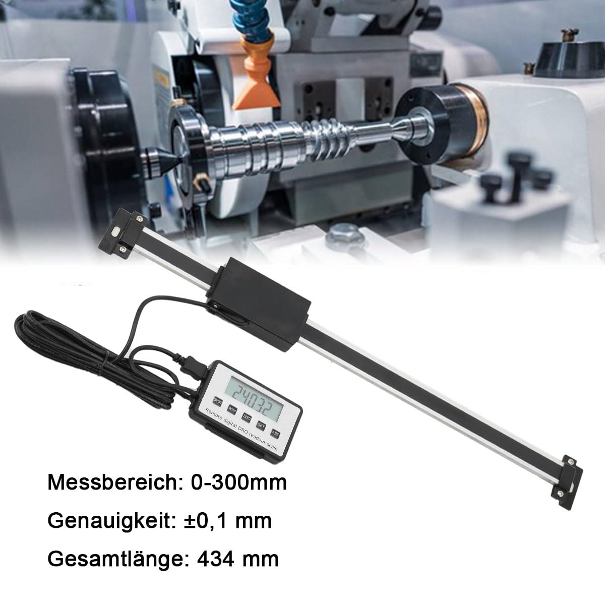 LCD Digitalanzeige Kit 0-300mm Digital Readout Kit Linearskala Anbaumeßschieber Präzises LCD-Ausleseset für Fräsmaschinen Drehmaschinen ±0,01mm Genauigkeit 3m/s