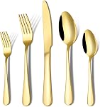 20 Pièces en argent noir, ENLOY Ensemble d'ustensiles en acier inoxydable pour coutellerie 4, Cadeau de service et lave-vaisselle coffre-fort, Couteau à dîner poli miroir, Fourche, Spoon pour le restaurant