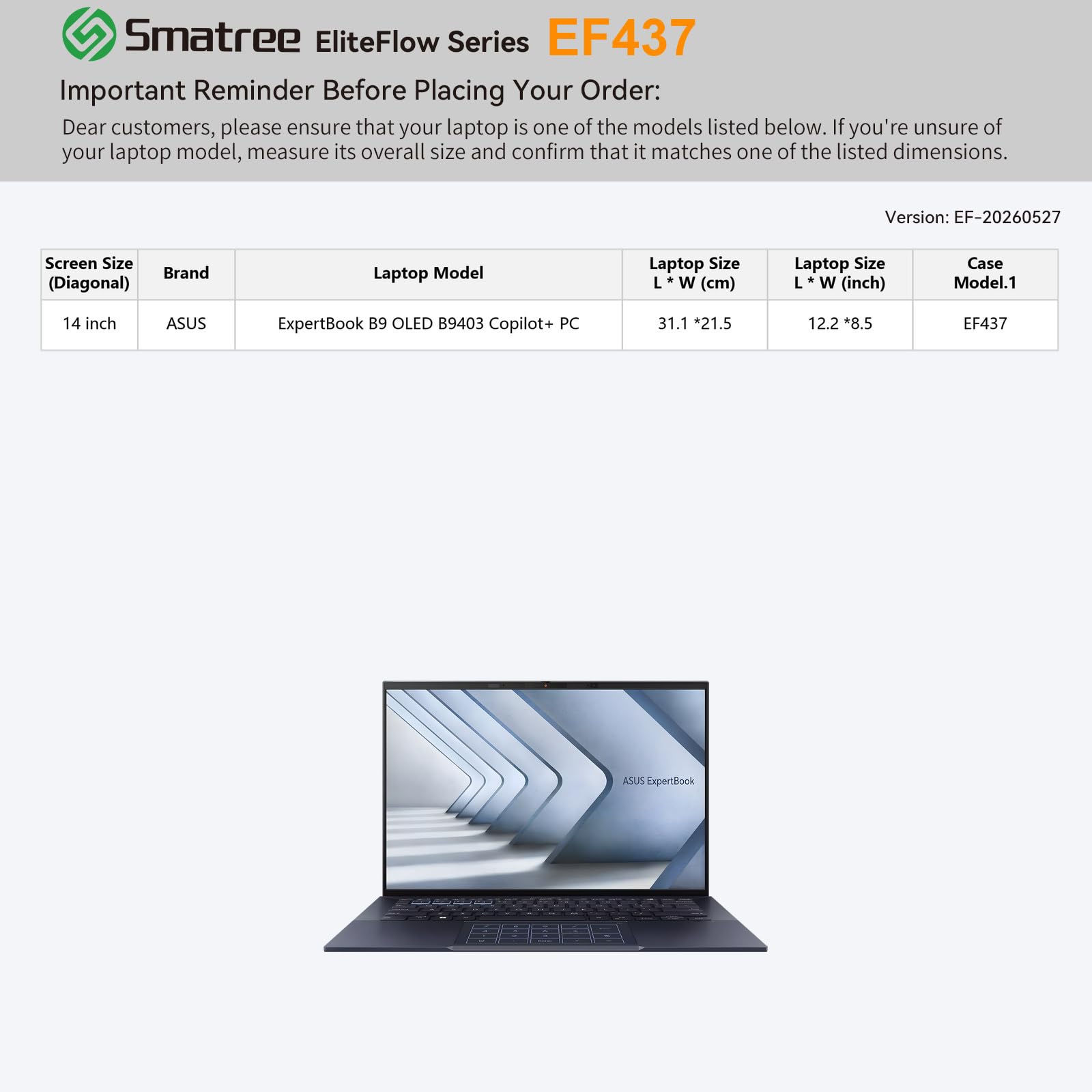 Smatree EliteFlow Etui na laptop 14 cali do ASUS ExpertBook B9 OLED