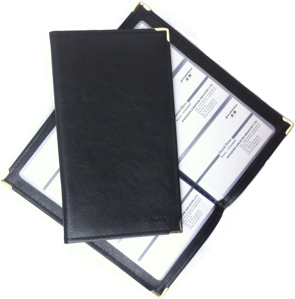 KINGFOM Premium PU Leather Business Journal Name Card Holder Book for 120 cards Black