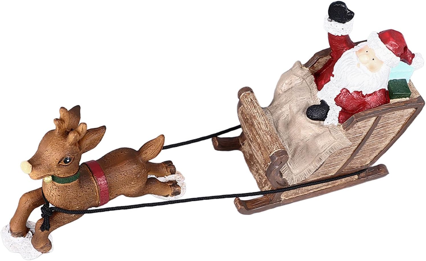 Aquarium Ornament, Festive Santa Claus Reindeer Sleigh Decoration, Easy Installation for Fish, Resin Material