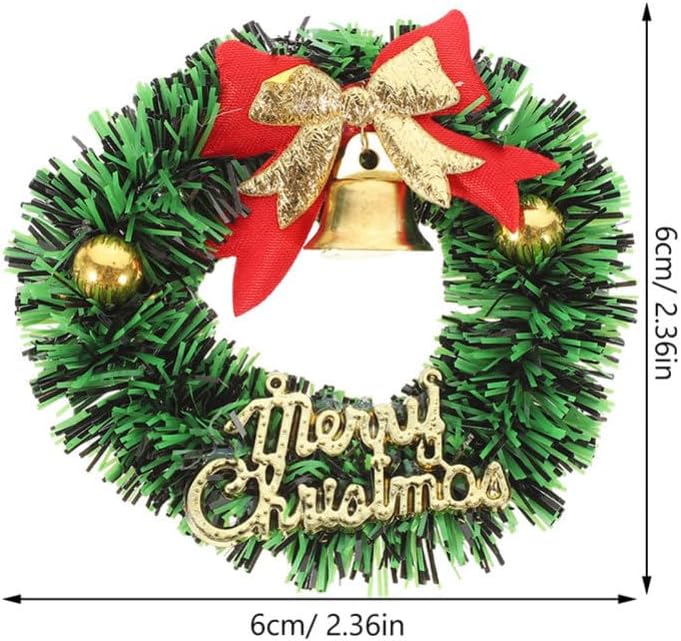 Healifty Mini Christmas Wreaths for Crafts: 20Pcs Small Artificial Wreath Ornaments with Bows and Bells for Dollhouse Kitchen Cabinets Xmas Tree Hanging Decorations 2.36 X 2.36 X 0.79 Inches - Image 6