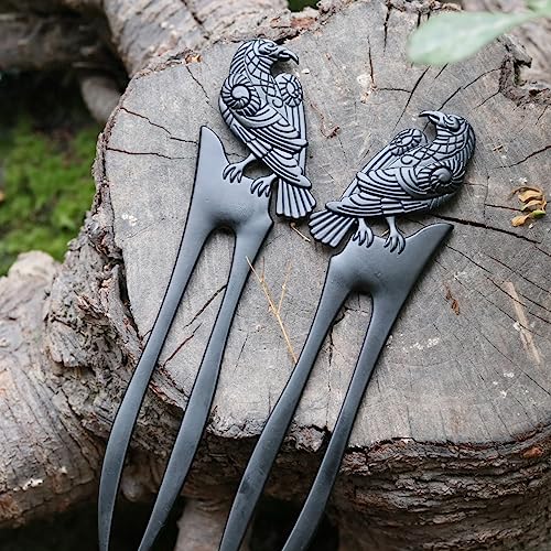 Myaroma Findings Myaroma Findings 2Pk U Shaped Viking Raven Metal Hair Prong Forks French Hair Styling Pins Black Wicca Witch Sticks Renaissance Festival Acceossories For Women Perfect For Thick Hair thumb #7