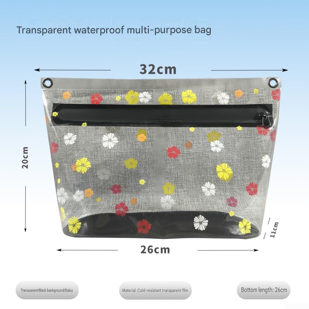 Borsa Cosmetica Impermeabile PVC 26x11x20cm con Tracolla(Transparent 32 * 26 * 20cm)