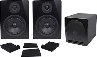 Rockville 2 APM5B 5.25" Powered Studio Monitors+Active 10" Subwoofer+Foam Pads