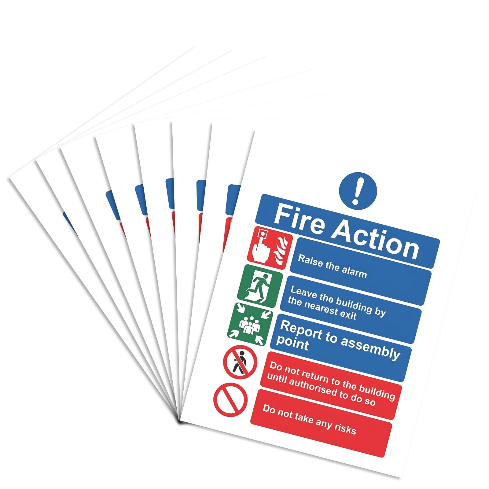 HDFHDF 8 PCS Fire Action Notice Sign Fire Action Sign Fire Safety Signs Fire Assembly Point Sign Outdoor Vinyl Sticker 15 * 20cm