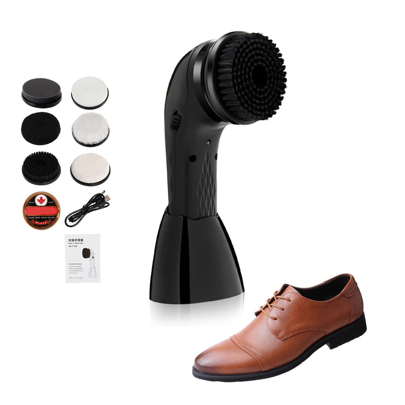 Kit lucidascarpe elettrico multifunzionale, con spazzole elettriche | automatiche a ricarica automatica, lucidatrice con interfaccia USB per borse in pelle, seggiolini auto, scarpe e altri
