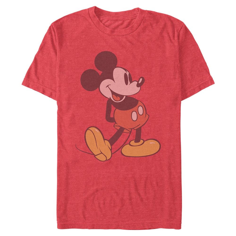 Disney Men's Vintage Classic Mickey Mouse, Red Heather, X