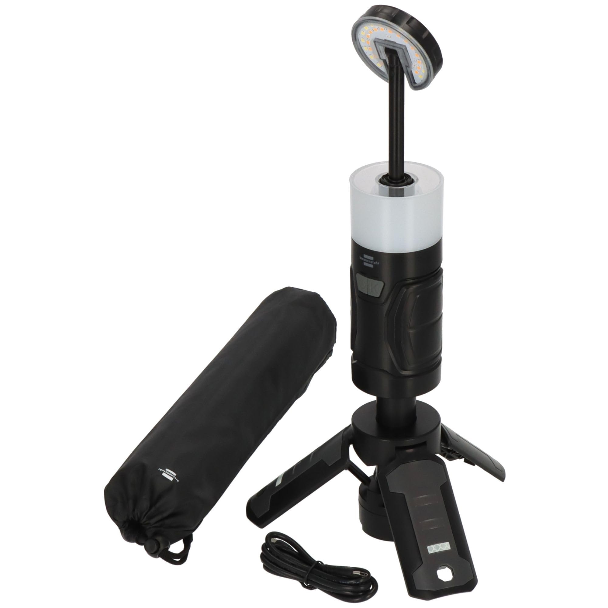 Brennenstuhl Akku LED Outdoor Lampe UL 400 AT | Campinglampe 400lm, IP44, bis zu 24h Leuchtdauer, dimmbar, Farbtemperatur einstellbar, ausziehbar bis 1,03m, Powerbank