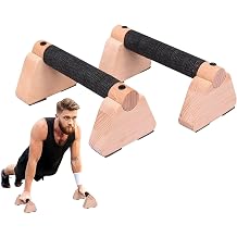 Portable Calisthenics Equipment Parallettes Bars Wooden Push Up Bars with Non-Slip Base, 7.8 Inch Handstand Training Blocks &amp; Push Up Handles, for Home Workout Strength Training