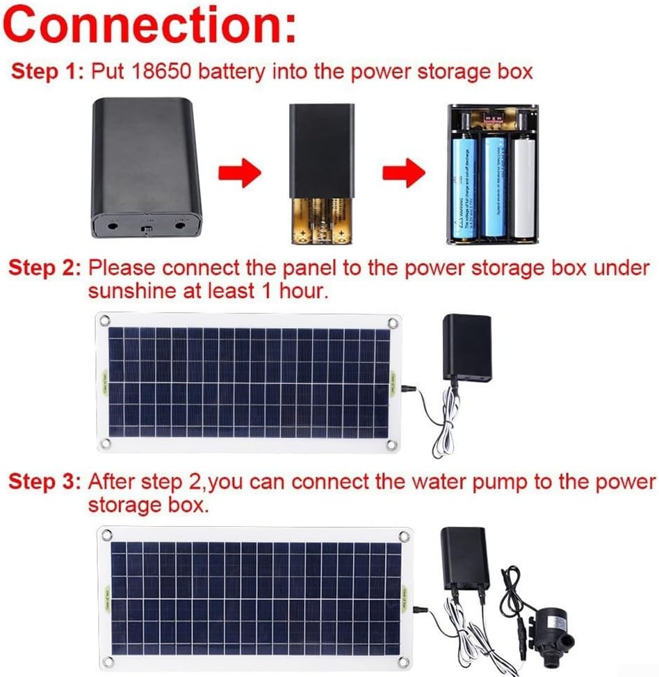 12V Brushless Solar Water Pump Kit 800L/H DC With 10W Polysilicon Solar Panel, Submersible Design For Fish Pond, Garden Fountain And Outdoor Water Features, Easy Installation And Ultra-Quiet Operation