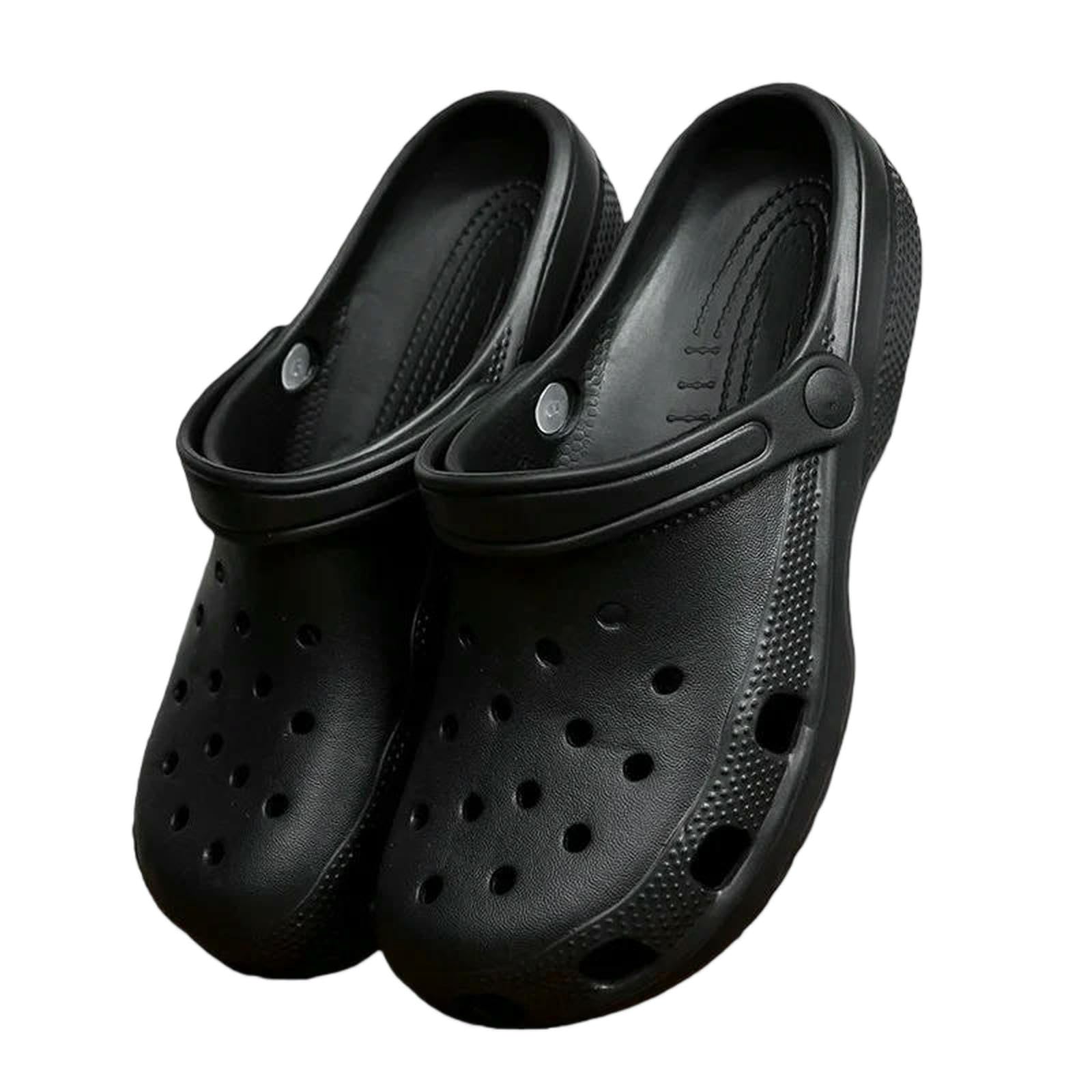 Gyios summer sandals men Outer Wear Casual Simple Men's Slip-resistant Couple Style Eva Sole Lightweight Vented Slippers-black-42-43
