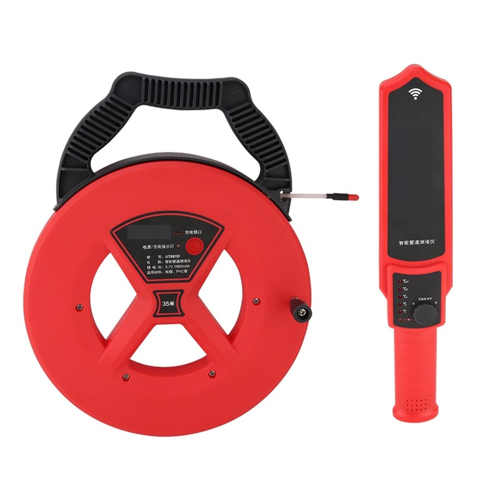 EDEDE Escáner de Pared, Probador de Bloqueo de tuberías, Detector de Bloqueo de tuberías de Hierro de PVC for Pared, Herramienta de diagnóstico, escáner, Instrumento de Fontanero(661D(35m))