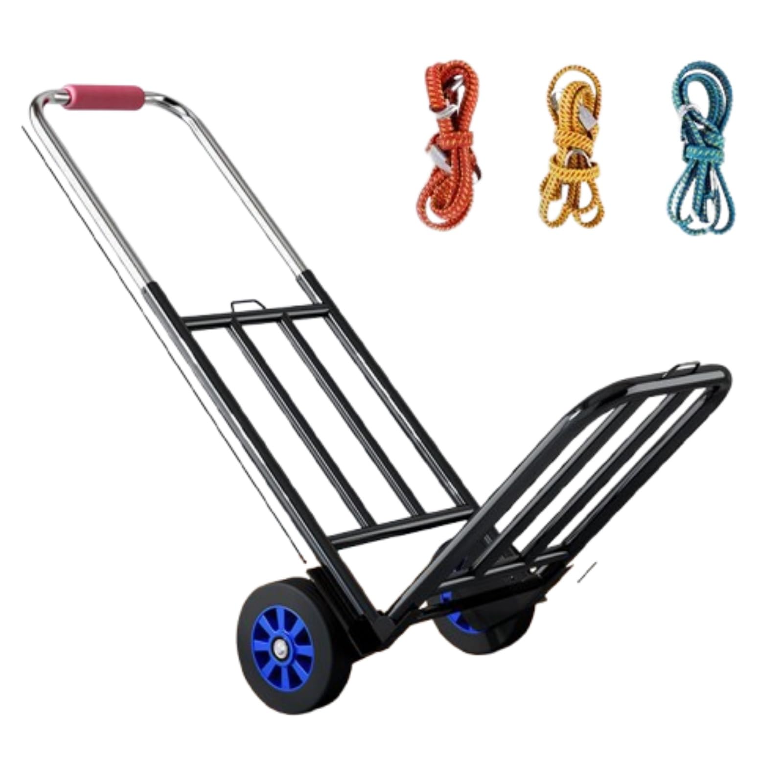 Heavy-Duty Folding Hand Truck & Shopping Cart Multipurpose Dolly with 3 Straps for Easy Transport Ideal for Groceries Luggage and Heavy Loads