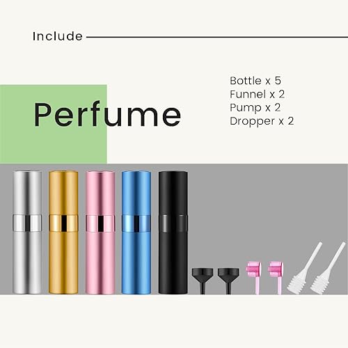 Miniatura 6 de 5 unidades0.3 fl oz perfume de viaje recargable, atomizador de perfume portátil recargable, botella de spray vacía de tamaño mini para hombres y