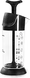 Espumador de Leite Pressca – Cremeira Manual Para Leite Quente e Frio, Livre de BPA, Vai ao Micro-ondas, Alta Resistência, Café Cremoso em Segundos - Cor:Preto