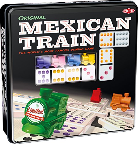 Tactic Games US Mexican Train – Game Forup to 8 Players Dominoes - Double-Twelve Domino Set - Colour-Dot Dominoes for Easy Play. World’S Most Popular Domino Game, from Tactic (54039)