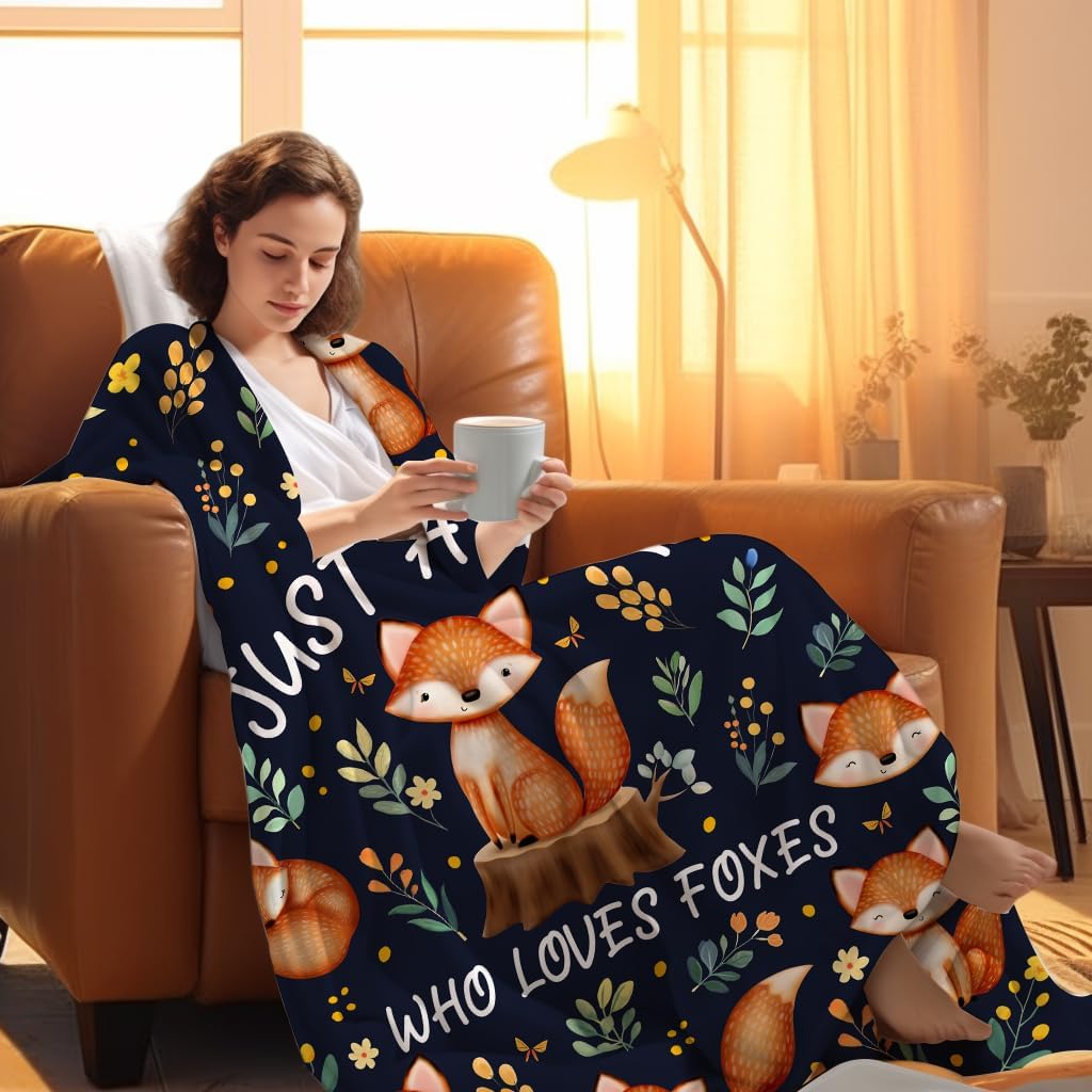 Fox Blanket Gifts for Women Girls,Fox Stuff Animal Throw Blankets,Foxes Themed Gifts for Teens Adult 60"x50"