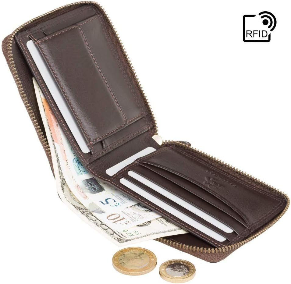 VISCONTI Heritage Colection Camden Zip Around Leather Wallet RFID and Tap and Go HT14 (Chocolate) - Image 5