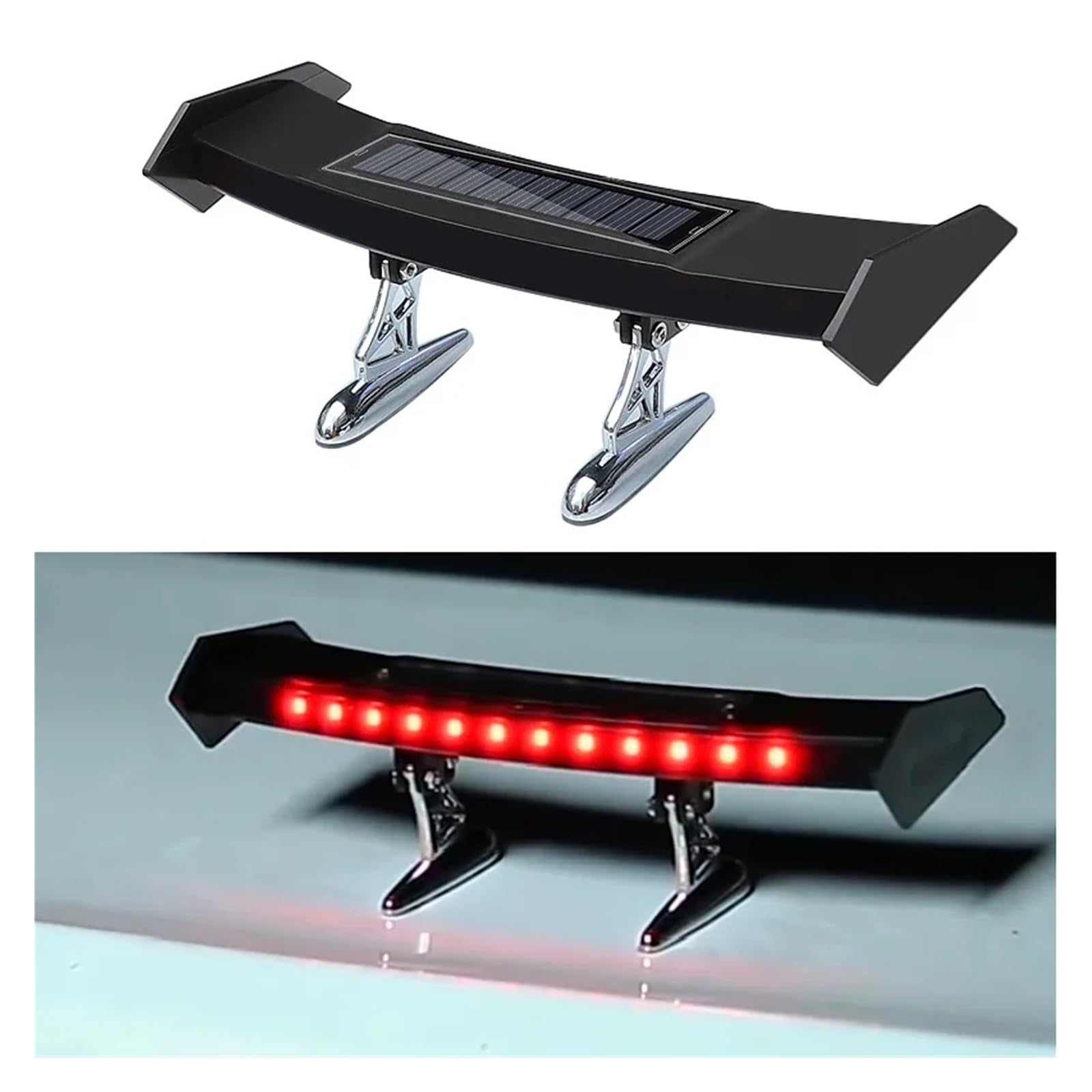 Alerón Trasero Luz Trasera Solar De 12V Alerón Trasero Universal para Coche Advertencia Intermitente, ala Impermeable con Sensor Accesorios Modificados