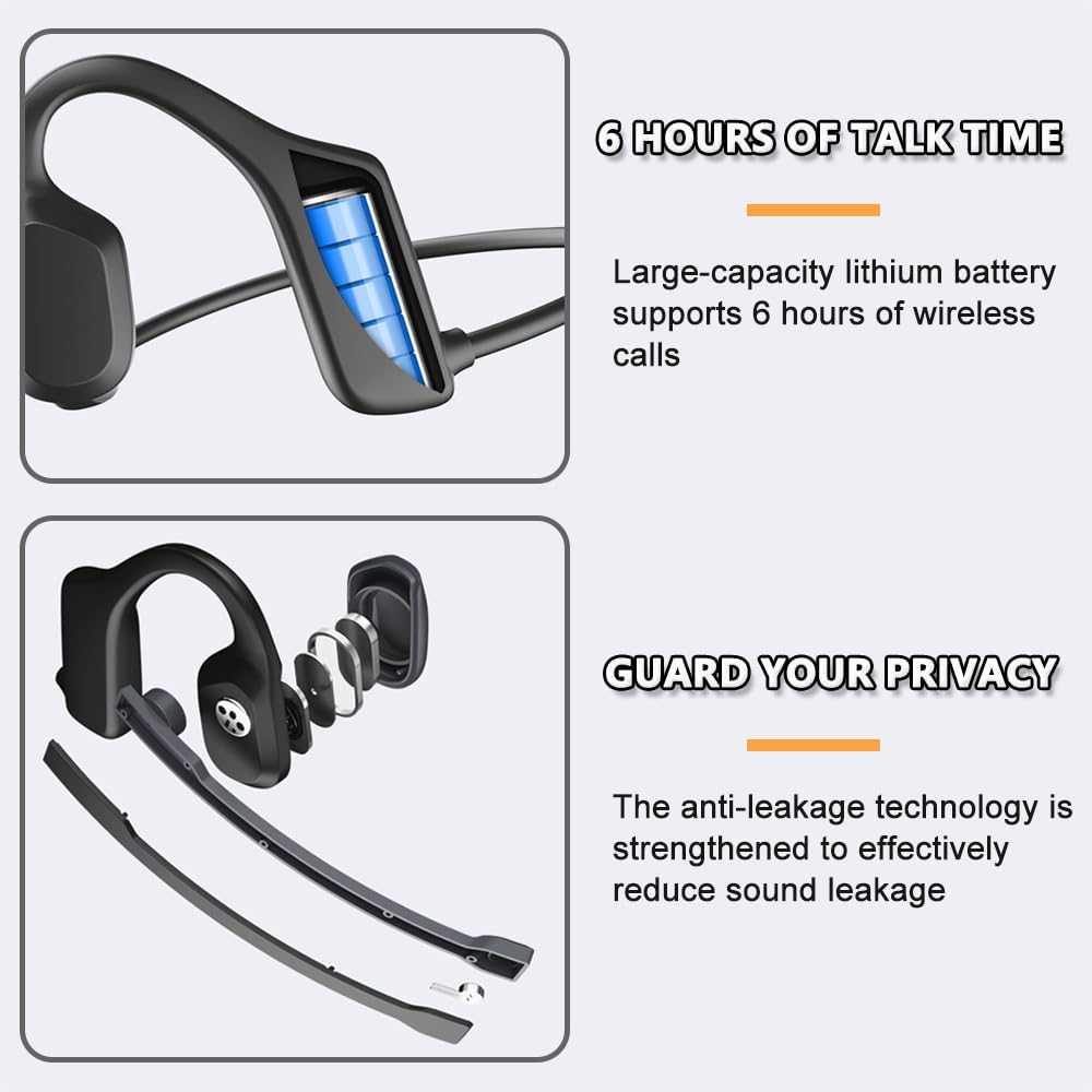 Open Ear Bluetooth Headphones, Bluetooth Wireless Air Conduction Sport Headphones with Mic for Work, Running, Exercising and Outdoor Activities