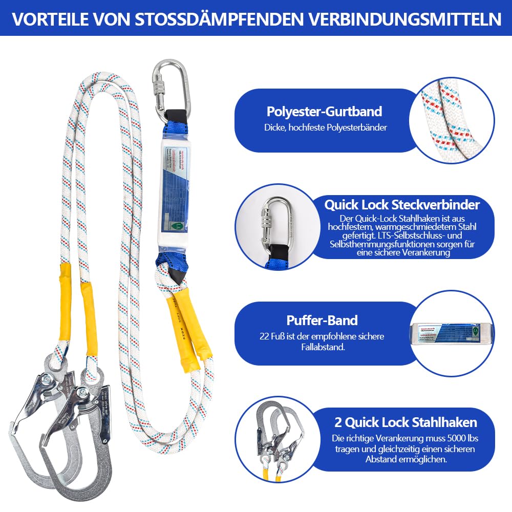 Fallschutz Sicherheitsgurt Kletterausrüstung Absturzsicherung Dachdecker Auffanggurt, Fallschutzausrüstungen - 6 Hochfeste Tragende D-Ringe aus Legiertem Stahl Konstruktionsgurt FA