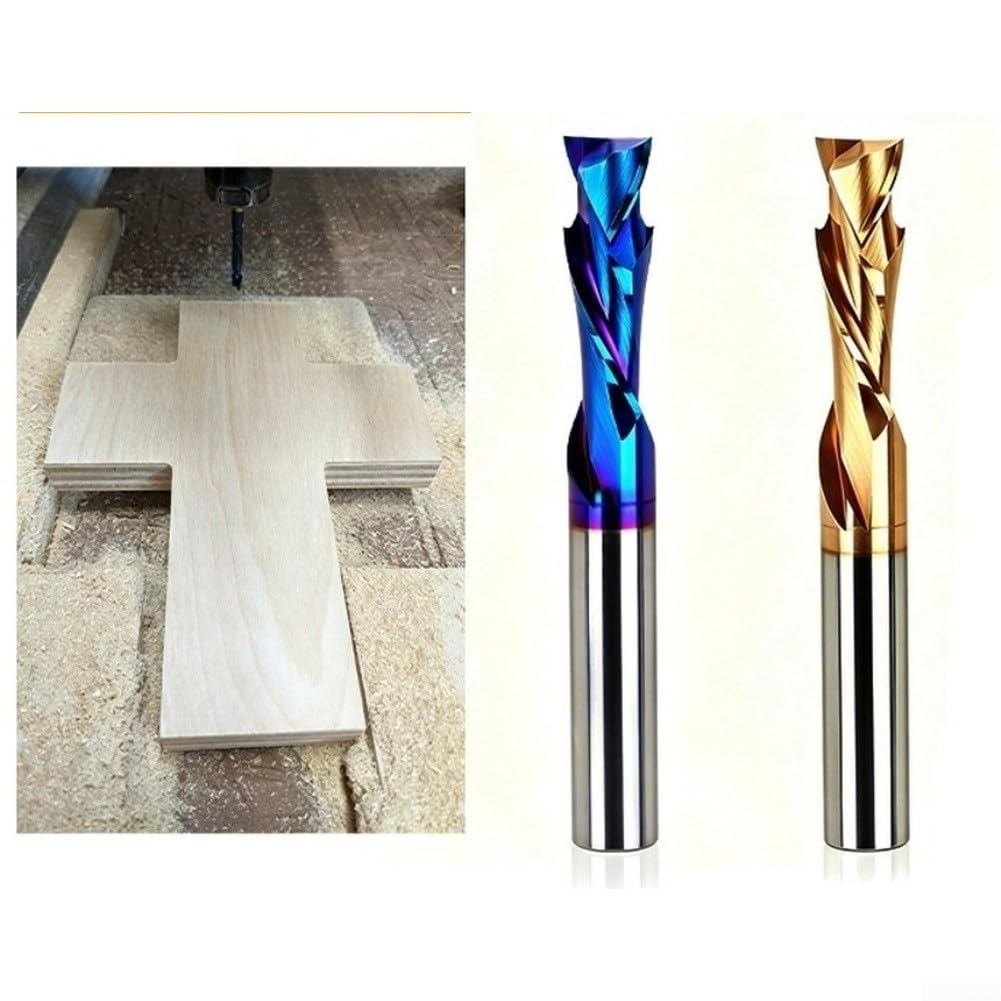 Punta Compressione CNC 3/8, Acciaio K30 Rivestita Punta Compressione(Blue)