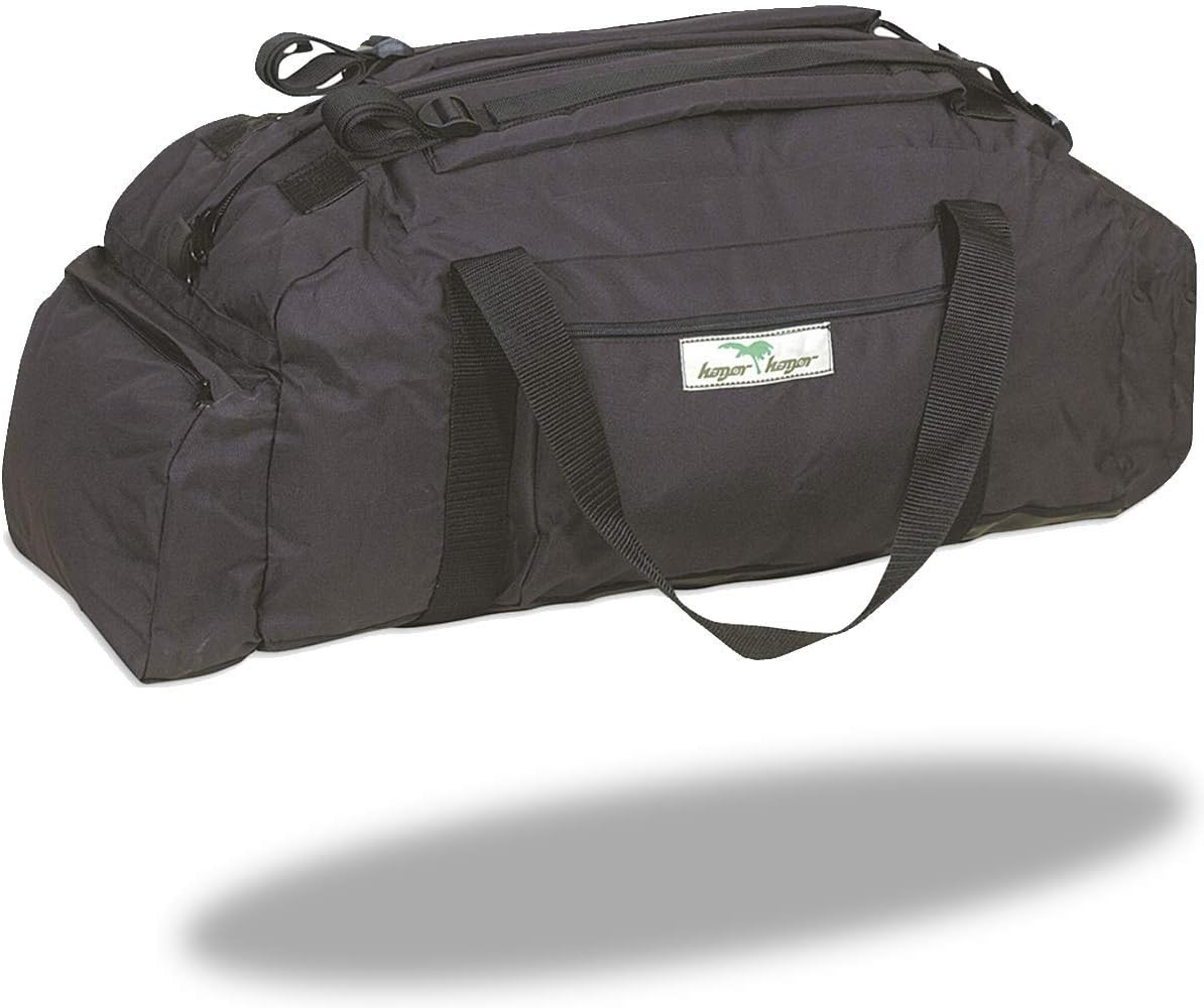 HAGOR Sayeret 2 in 1 Duffle Bag Backpack - Military & Army Cargo Style - Back & Shoulder Straps - Camping, Hiking, Backpacking, Travel - Durable Cordura Fabric 70 Liters (Black)