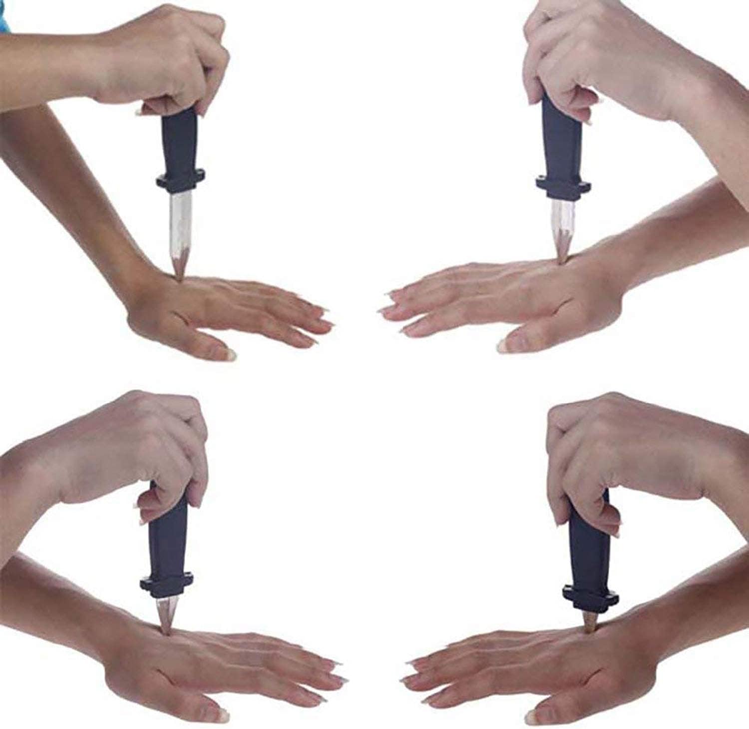 Iyaan Set of 2 PCS Magic Retractable Knife Toy Prank Props Knife Fake Toy for Unisex Childeren and Adults Multicolor