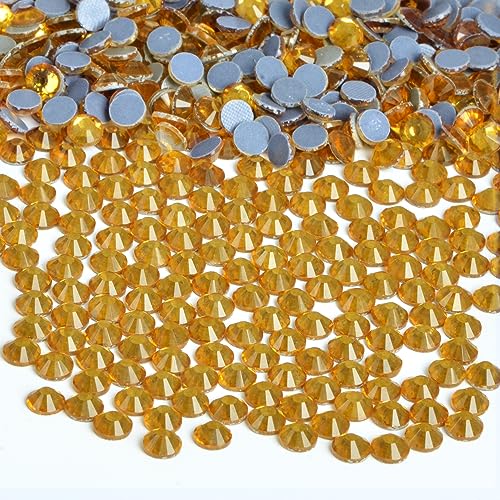 Image of Bymitel Hotfix Crystal Rhinestones Round Gems Iron on DIY Jewelry Making Flat Back for Crafts,Topaz, 2.8mm(SS10 /2880pcs)