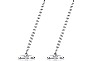2 Sets Silver Guest Book Pens with Round Acrylic Pen Base Stands