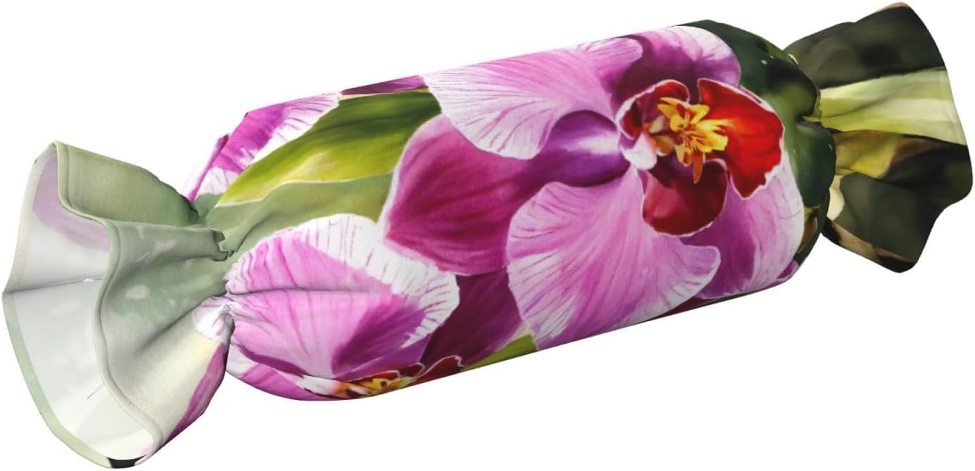 Orchid Print Candy Cylindrical Comfortable Pillow Throw Pillows Home Decor Easy Maintenance