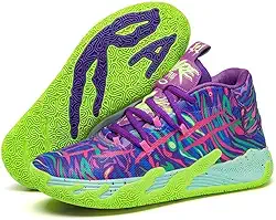 Tênis de basquete unissex, calçados esportivos respiráveis ​​com design multicolorido, tração dinâmica, conforto o dia todo para quadras internas/externas