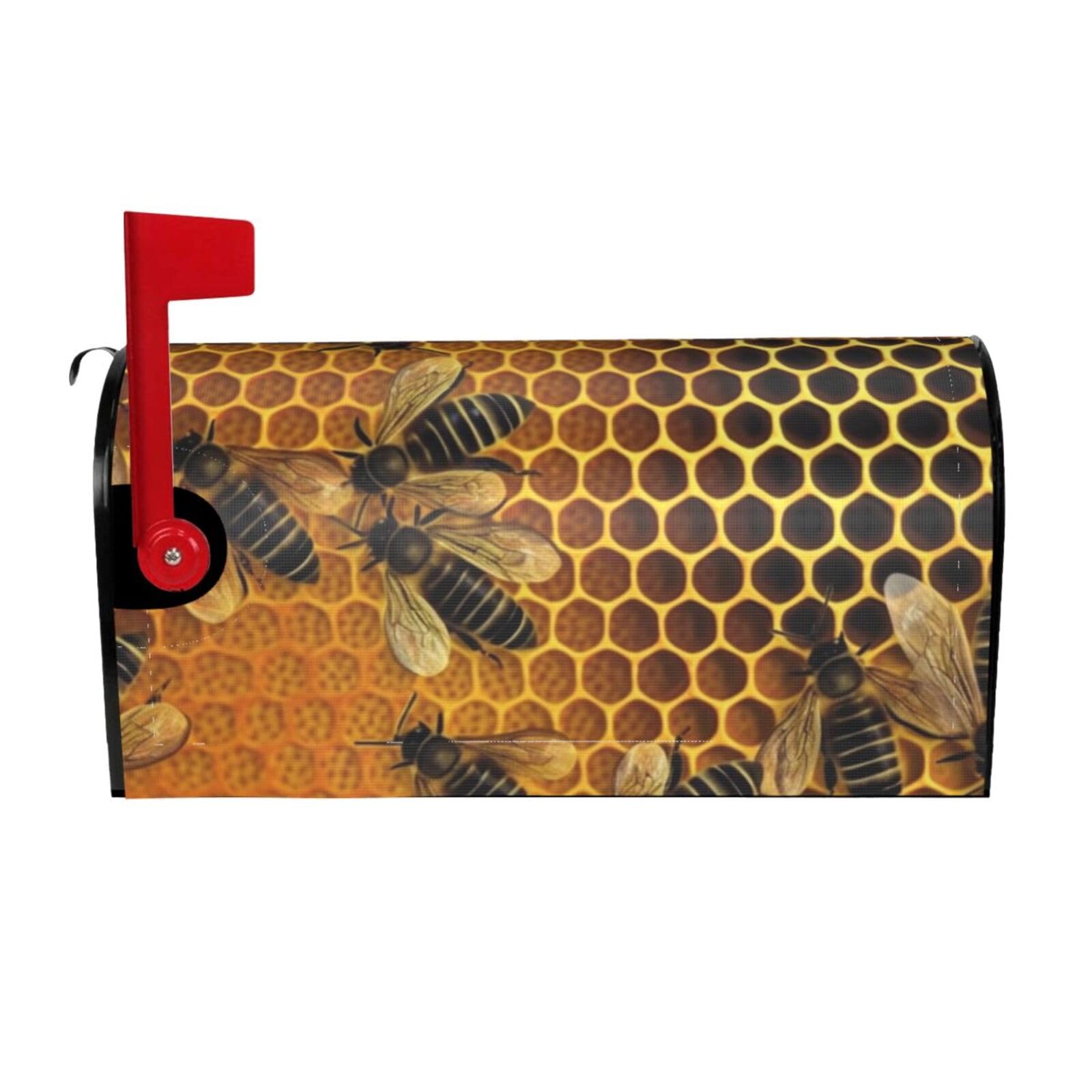 Bees on hive Mailbox Covers Magnetic Wraps Post Letter Box Cover Garden Home Decor 21x18 in